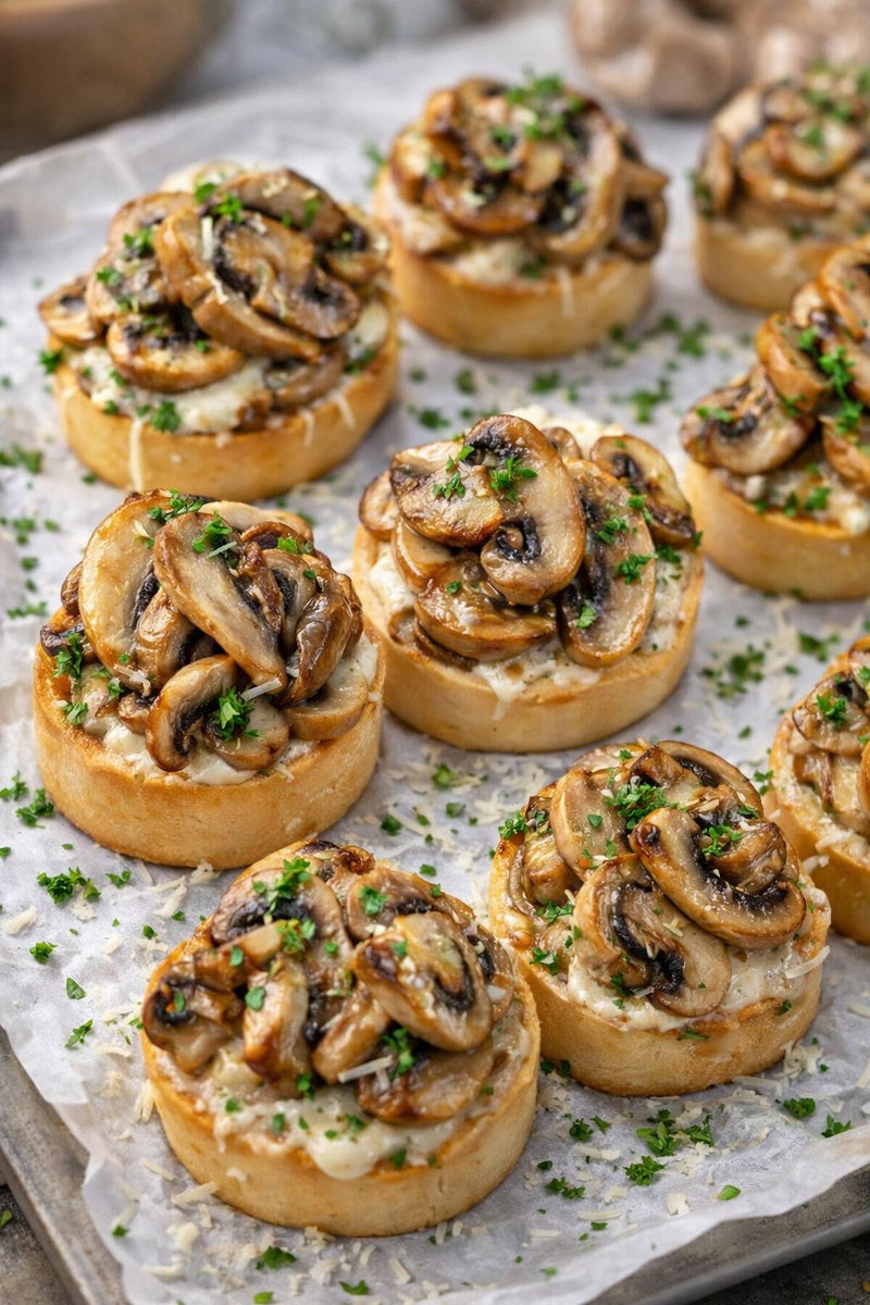 מיני קיש עם פטריות רויטל שמנת ופרמז׳ן