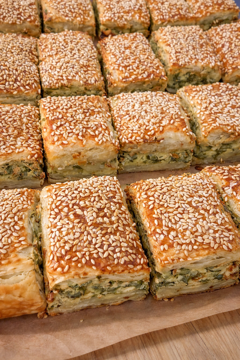 מאפה בצק עלים תרד וגבינות