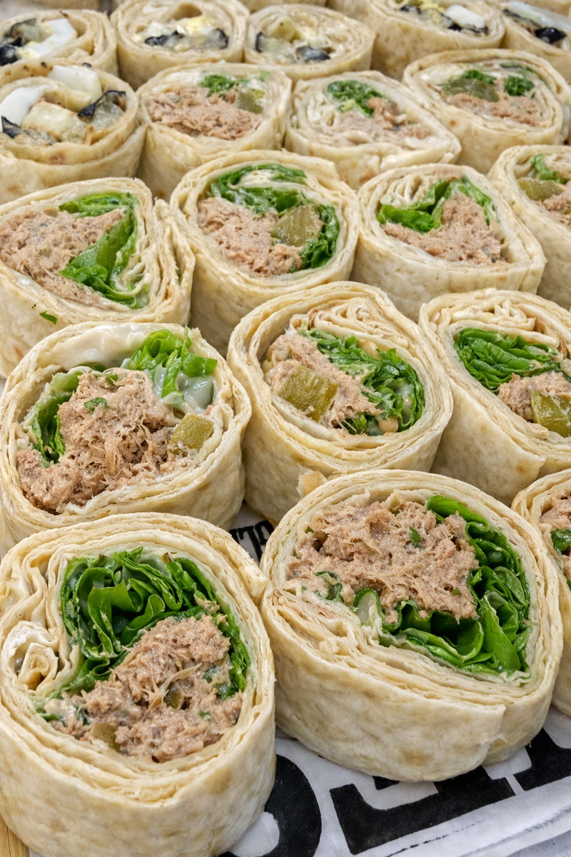 מגש ״סושי״ טורטיות עם סביח/סלט טונה